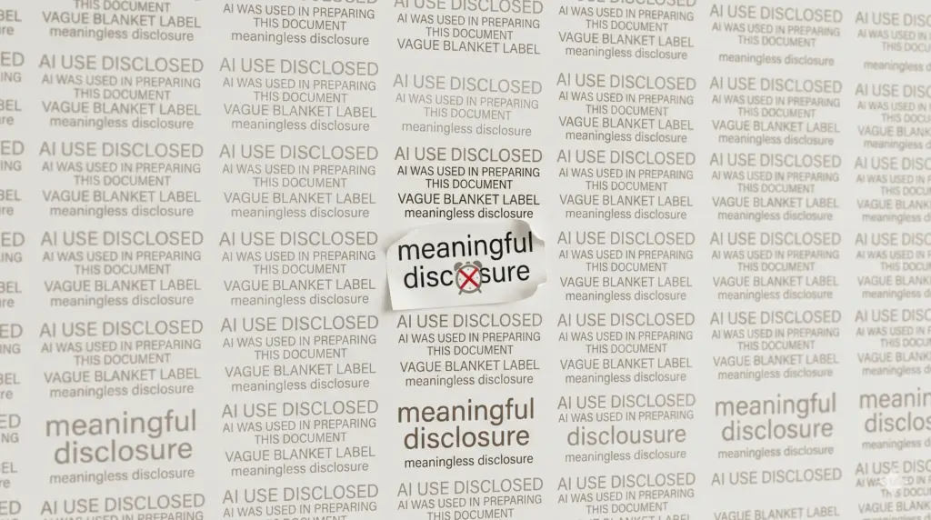 Disclosing AI Use, Part 1: The Problems with Disclosure AI Use Disclosure repeated in a newspaper looking
